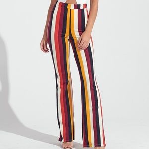 Retro Striped Flare Pants